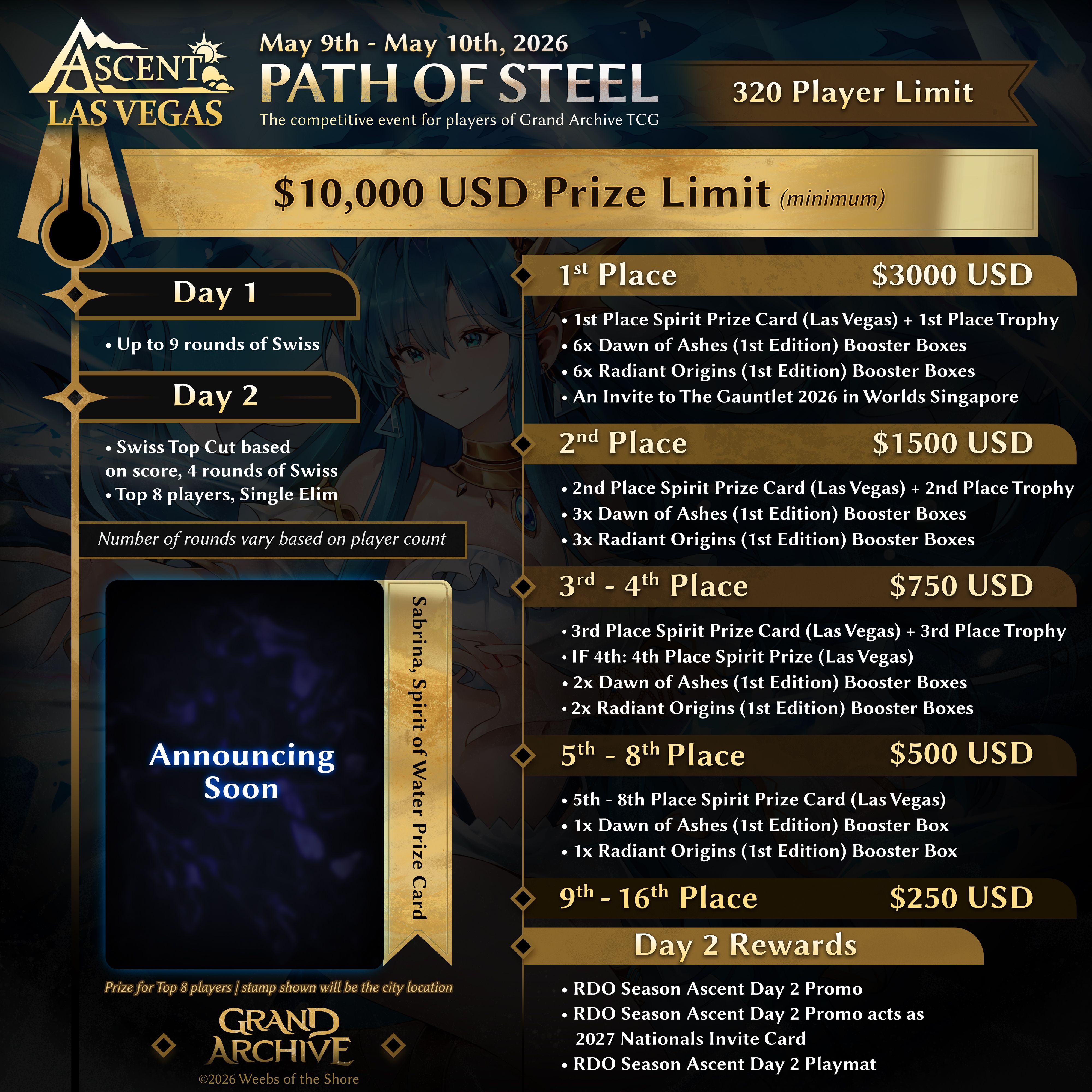 グランドアーカイブ Ascent World 特典スリーブ 2パック バラ売り可 Ascent Las Vegas 2026, Grand Archive TCG